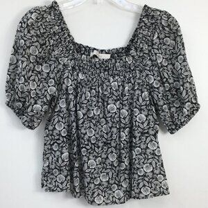 LOFT Women's Cotton Square Neck Cropped Blouse Size XS EXCELLENT Condition